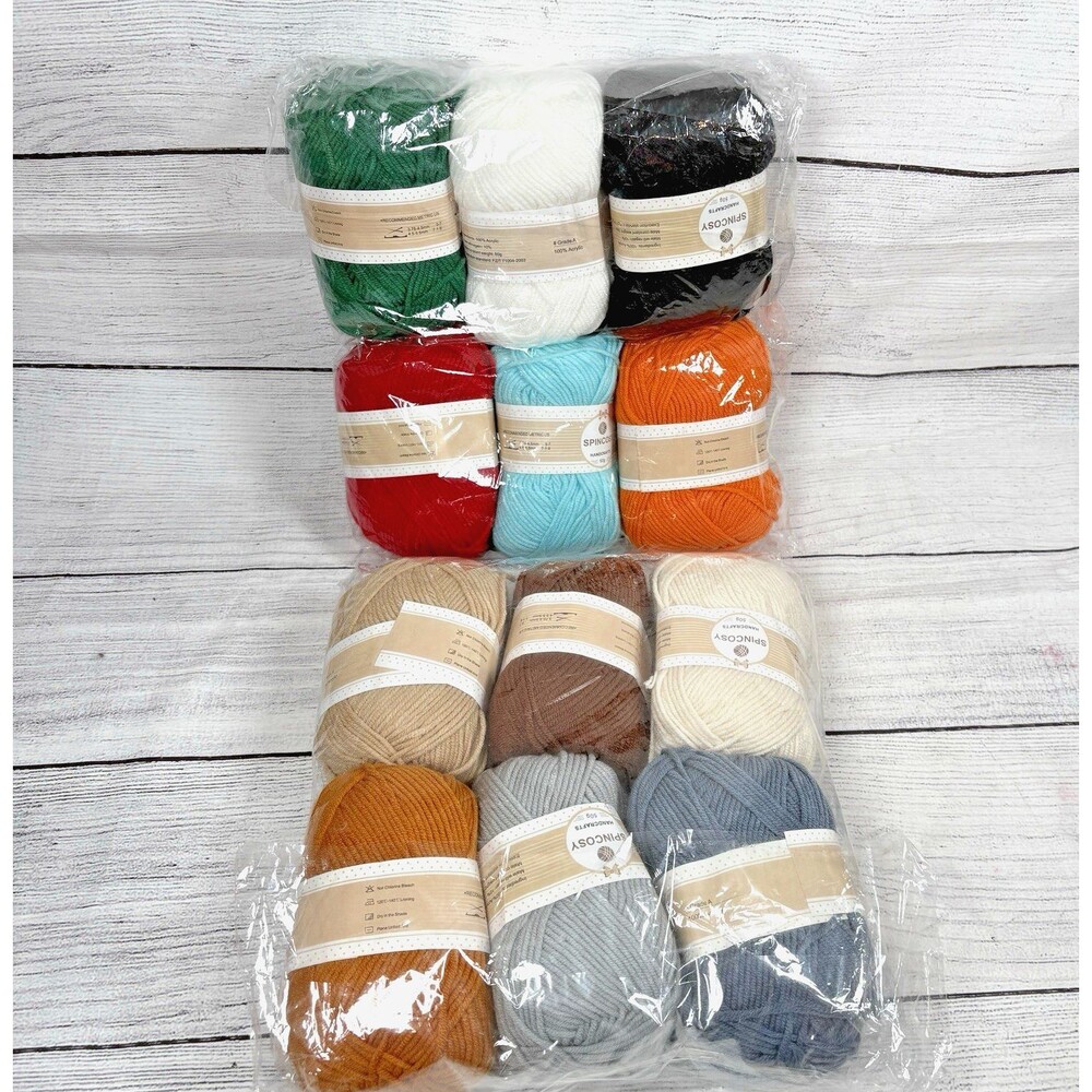 Acrylic Yarn Skeins 50 Gm Ea Lot 12 Multicolored Soft Knitting Craft Crochet NEW